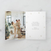 Blue Starry Floral Photo Joyeux Noël Carte (Intérieur)