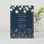 Blue Starry Night Star Invitations Anniversaire (Debout devant)