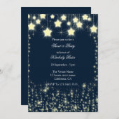 Blue Starry Night Star Invitations Anniversaire (Devant / Derrière)