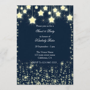 Blue Starry Night Star Invitations Anniversaire