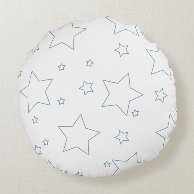 Blue Stars 4 juillet Round Coussin (Dos)