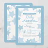 Blue Stars Baby shower Invitation Kaart (Voorkant / Achterkant)