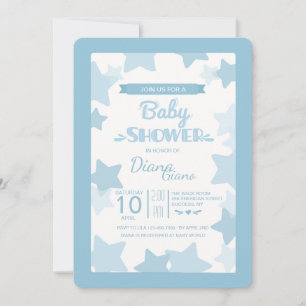 Blue Stars Baby shower Invitation Kaart