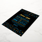 Blue Stars Bar Bat mitzvah Invitation Gold Foil (Rotation)
