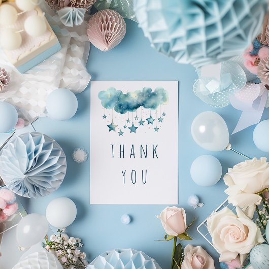 Blue stars merci carte à plat