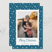 Blue Stars Photo Joyeuses Cartes de Noël (Devant / Derrière)