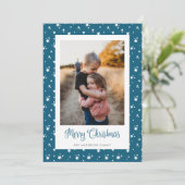 Blue Stars Photo Joyeuses Cartes de Noël (Debout devant)