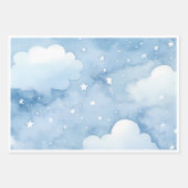 Blue Stars Wrapping Paper Flat Sheet Set van 3 (Voorkant 2)