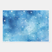Blue Stars Wrapping Paper Flat Sheet Set van 3 (Voorkant)