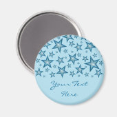 Blue Stars 'Your Text' frigo aimant rose pâle (Recto/Verso)