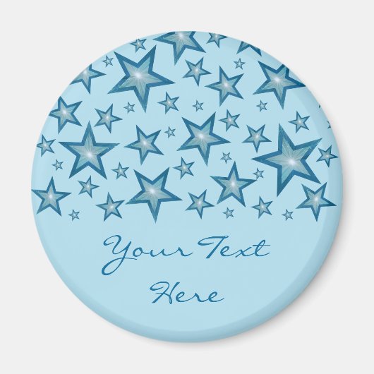 Blue Stars 'Your Text' frigo aimant rose pâle (Devant)