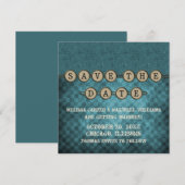 Blue Steampunk Keys Save the Date Invitation (Devant / Derrière)