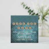Blue Steampunk Keys Save the Date Invitation (Debout devant)