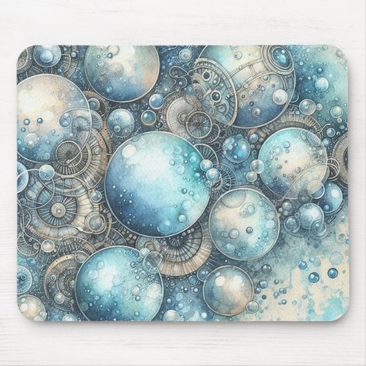 Blue Steampunk Mousepad Muismat (Voorkant)