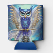 Blue Steampunk Owl Blikjeskoeler (Achterkant)