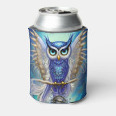 Blue Steampunk Owl Blikjeskoeler (Blikje Achterkant)