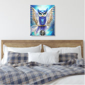 Blue Steampunk Owl Canvas Afdruk (Insitu (Slaapkamer))