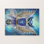 Blue Steampunk Owl Legpuzzel (Horizontaal)