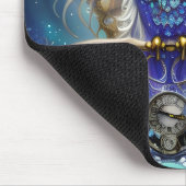Blue Steampunk Owl Muismat (Hoek)