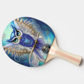 Blue Steampunk Owl Tafeltennisbatje (Zijkant)