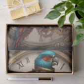  Blue Steampunk Parrot met Klok Tissuepapier (Geschenk)