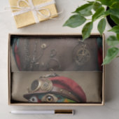 Blue Steampunk Parrot met Rood Pet Tissuepapier (Geschenk)