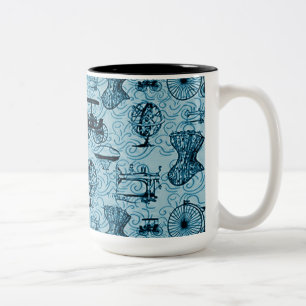 Blue Steampunk Pattern Coffee Mok