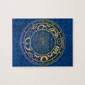 Blue Steampunk Retro  Rusty Art Deco Clock Legpuzzel (Horizontaal)