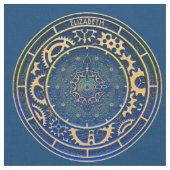 Blue Steampunk Retro Rusty Art Deco Clock Stof (Close Up)