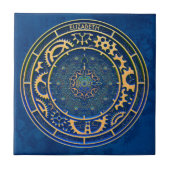 Blue Steampunk Retro  Rusty Art Deco Clock Tegeltje (Voorkant)