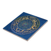Blue Steampunk Retro  Rusty Art Deco Clock Tegeltje (Zijkant)