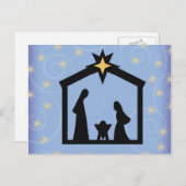 Blue Sterrennacht Christmas Nativity Briefkaart (Voorkant / Achterkant)