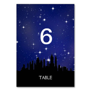 Blue Sterrennacht City Skyline Menu+Tafel Kaart
