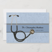 Blue Stethoscope - Afstuderen Invitation Kaart (Voorkant)