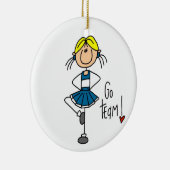 Blue Stick Figuur Cheerleader T-shirts en cadeautj Keramisch Ornament (Rechts)