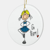 Blue Stick Figuur Cheerleader T-shirts en cadeautj Keramisch Ornament (Links)