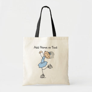 Blue Stick Figuur Girl Ice Skater Gepersonaliseerd Tote Bag