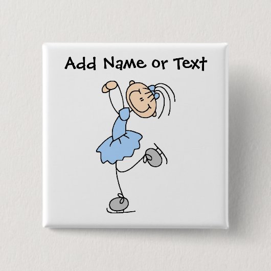 Blue Stick Figuur Ice Skater Button (Voorkant)