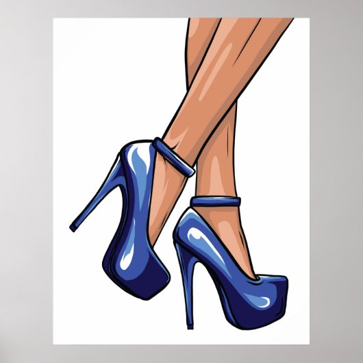 Blue Stiletto Heels and Legs Poster (Voorkant)