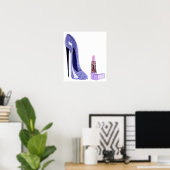 Blue Stiletto Shoe and Lipstick Poster (Bureau à domicile)