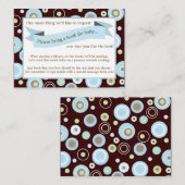 Blue Stippen Baby shower Boek Invoegen Aanvraag Ka Informatiekaartje (Voorkant / Achterkant)