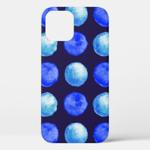 Blue Stippen Waterverf Pattern Indigo Cerulean iPhone 12 Hoesje