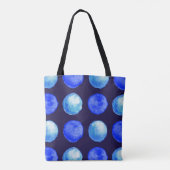 Blue Stippen Waterverf Pattern Indigo Cerulean Tote Bag (Achterkant)