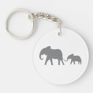 Blue Stitched Mama en Baby Elephant Sleutelhanger
