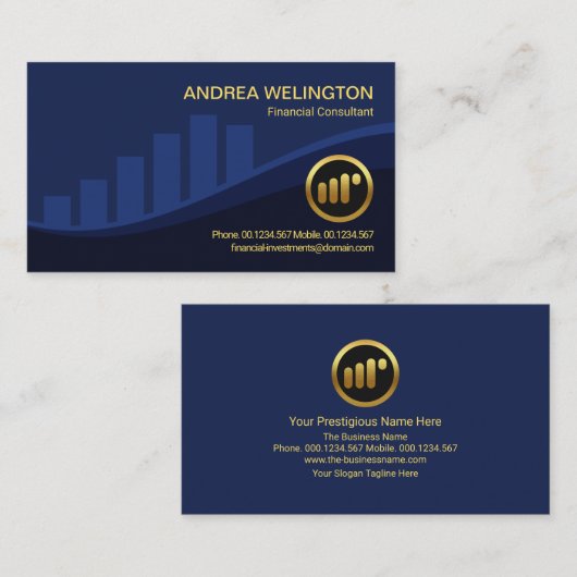 Blue Stock Exchange Graph Financial Advisor Visitekaartje (Voorkant / Achterkant)