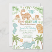 Blue Stomp Chomp Roar Party Like Dinosaurus Verjaa Kaart (Voorkant)