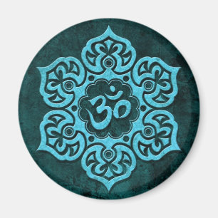 Blue Stone Floral Om Magneet