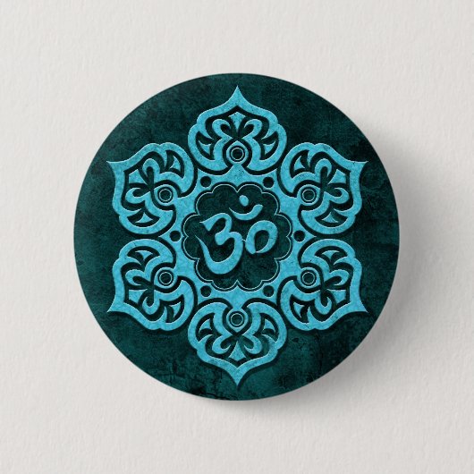 Blue Stone Floral Om Ronde Button 5,7 Cm (Voorkant)
