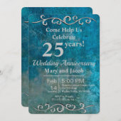 Blue Stone Silver Jubileum Invitation Kaart (Voorkant / Achterkant)