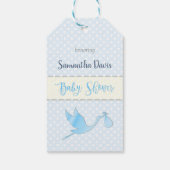 Blue Stork Baby Boy Baby shower Cadeaulabel (Achterkant)